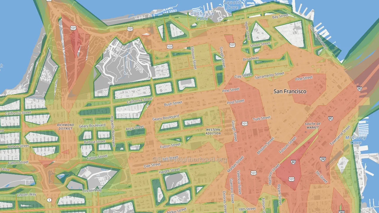 94115, CA Map of Noise Levels in 94115