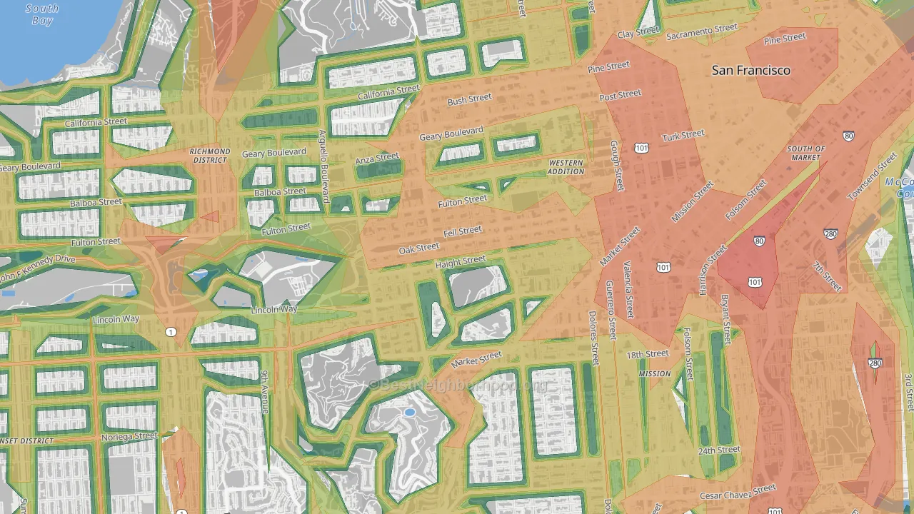 94117, CA Map of Noise Levels in 94117