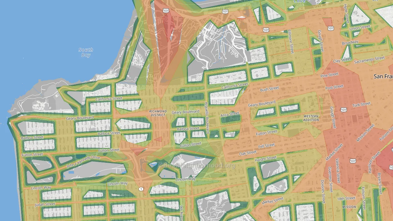 94118, CA Map of Noise Levels in 94118
