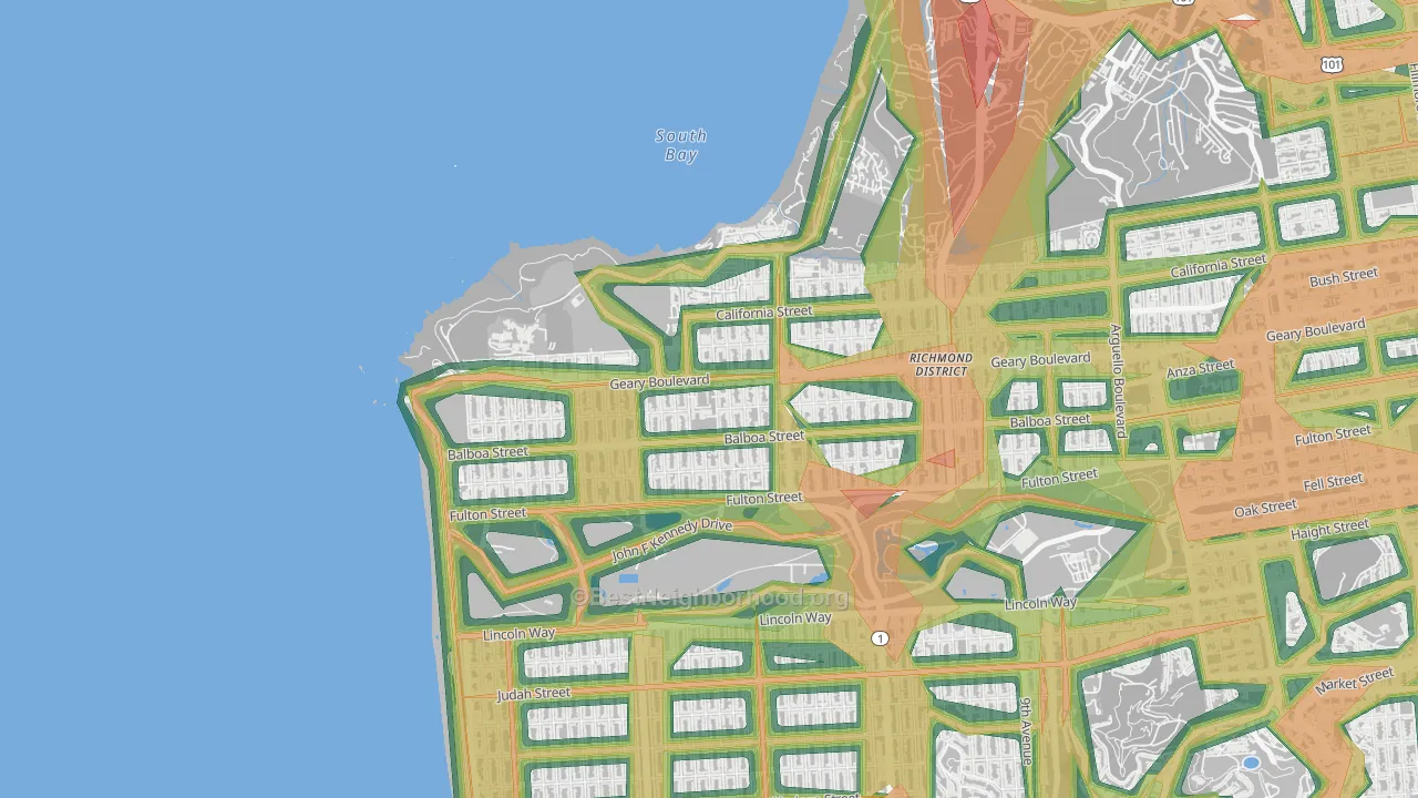 94121, CA Map of Noise Levels in 94121