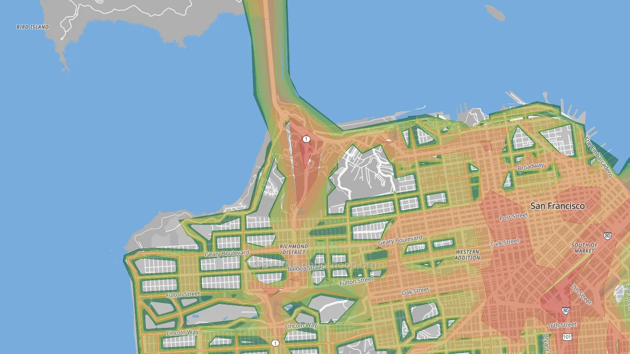 94129, CA Map of Noise Levels in 94129