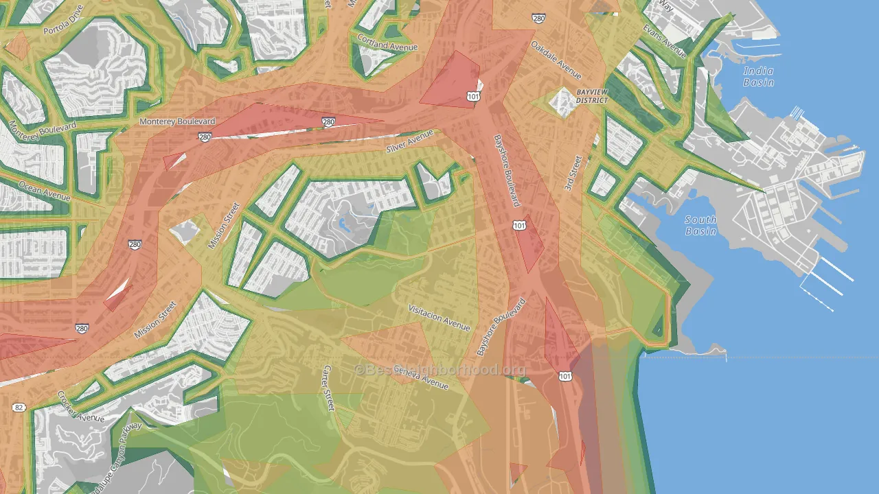94134, CA Map of Noise Levels in 94134