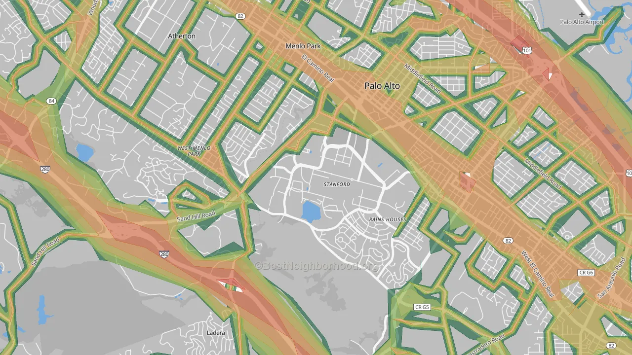 94304, CA Map of Noise Levels in 94304
