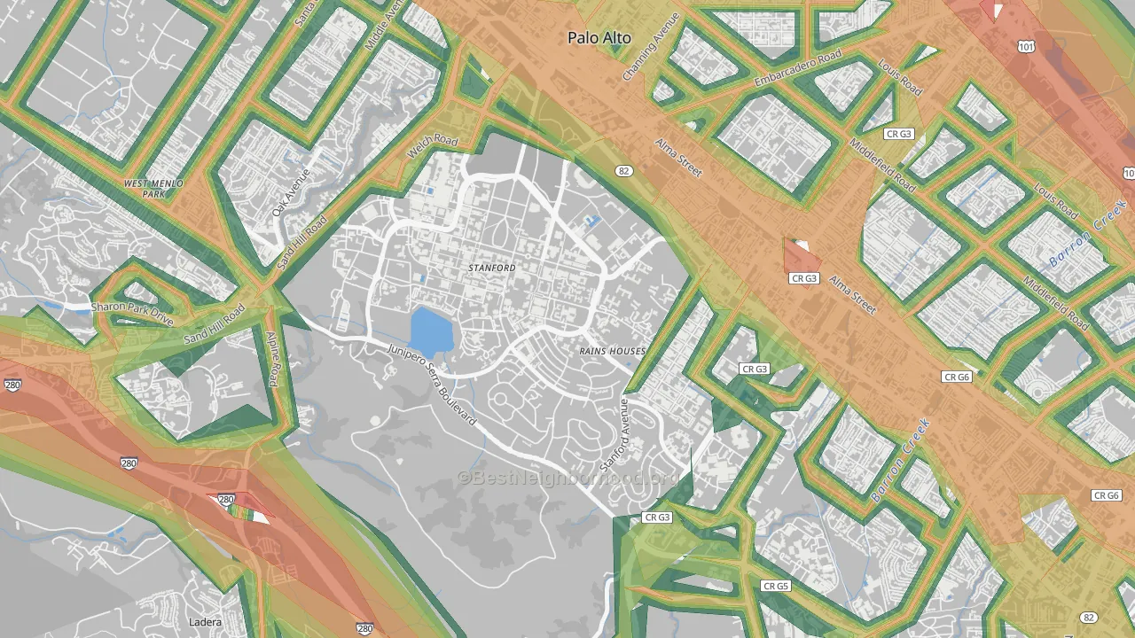 94305, CA Map of Noise Levels in 94305