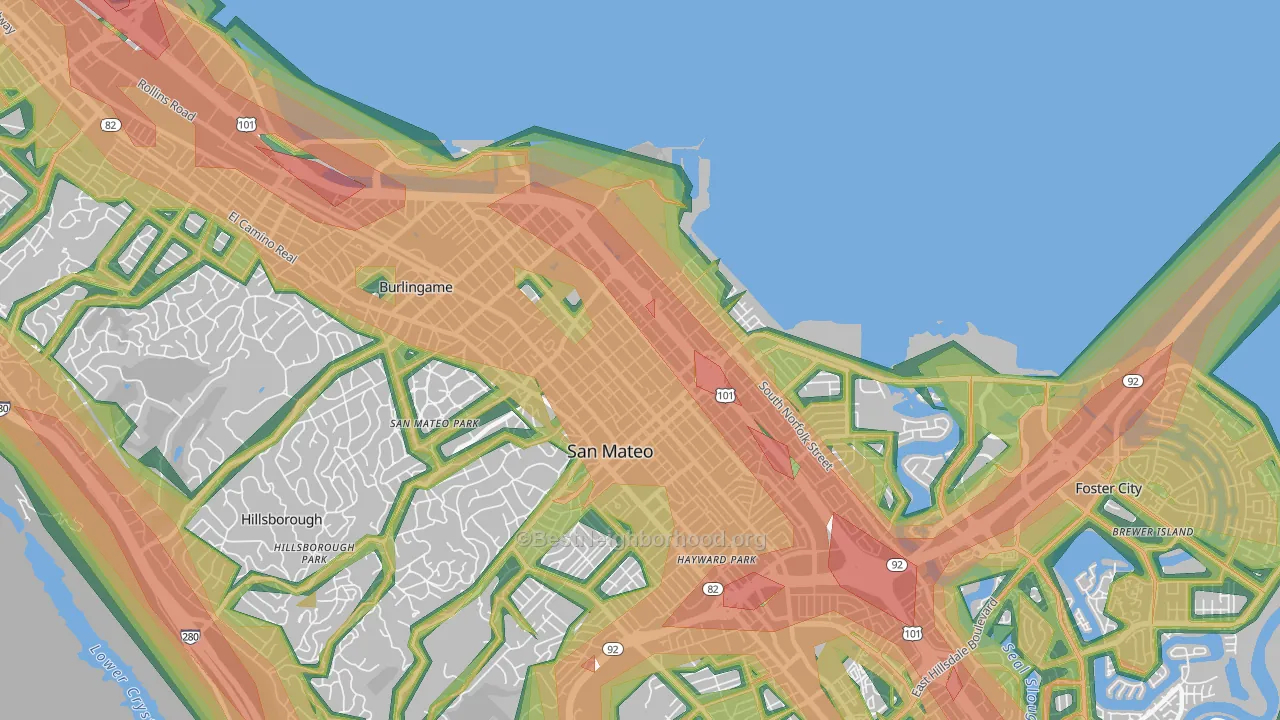 94401, CA Map of Noise Levels in 94401