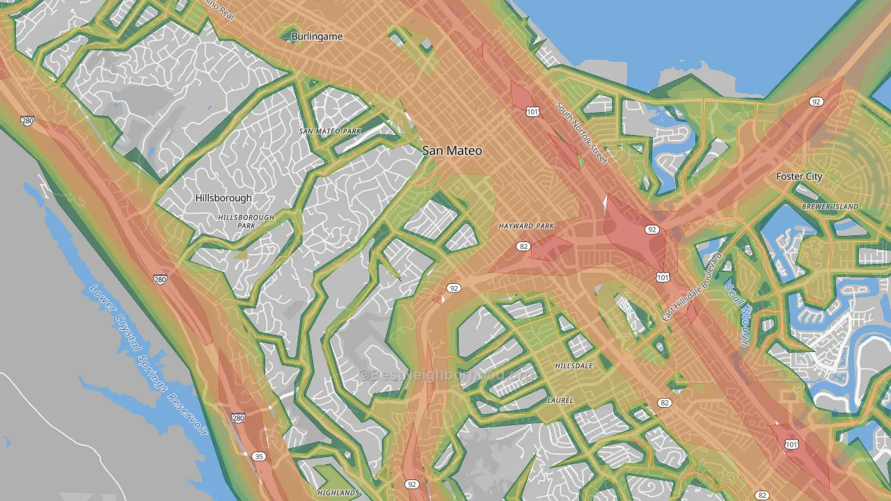 94402, CA Map of Noise Levels in 94402