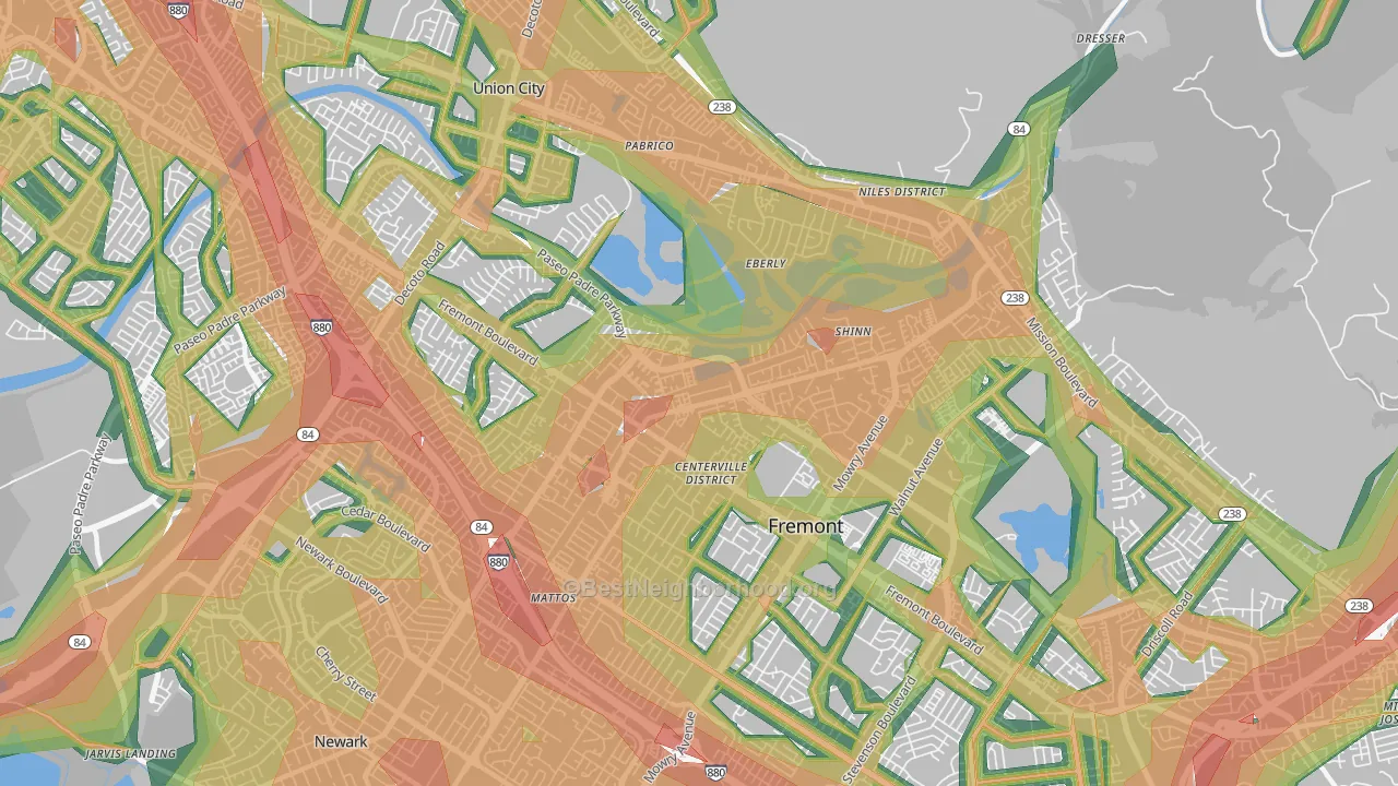 94536, CA Map of Noise Levels in 94536