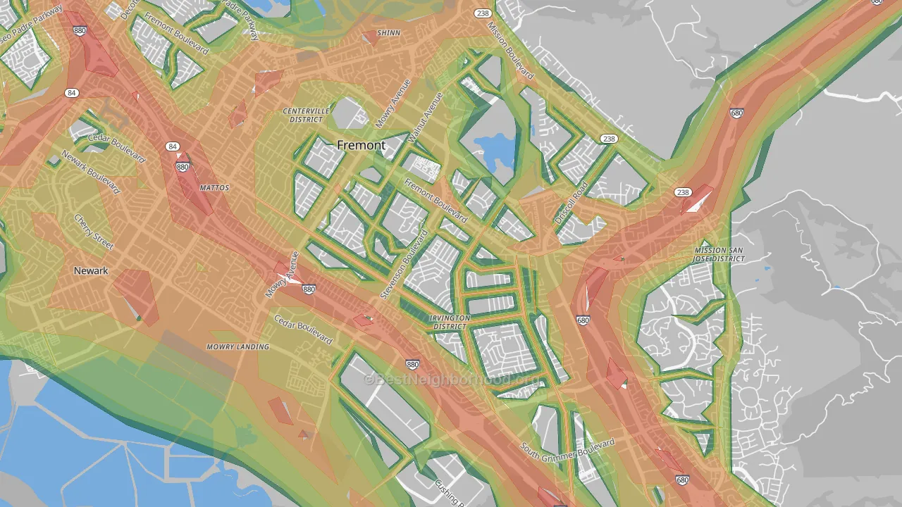 94538, CA Map of Noise Levels in 94538