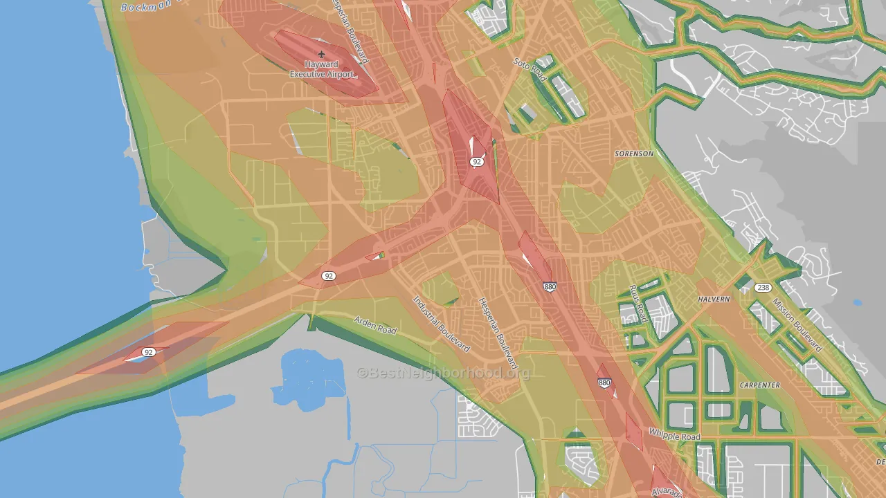 94545, CA Map of Noise Levels in 94545