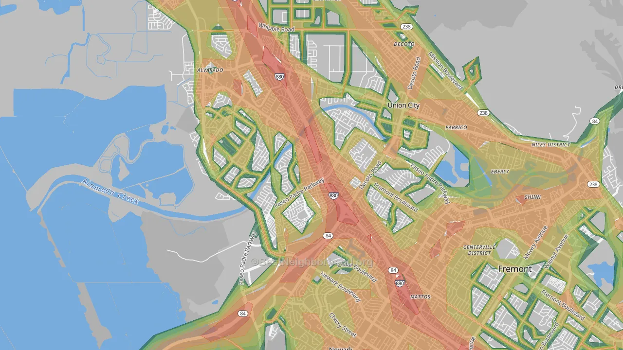 94555, CA Map of Noise Levels in 94555