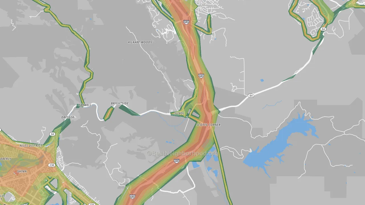 94586, CA Map of Noise Levels in 94586