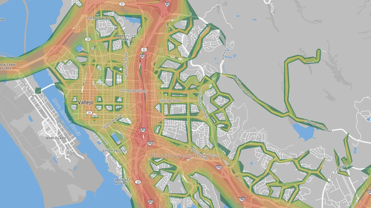 94591, CA Map of Noise Levels in 94591