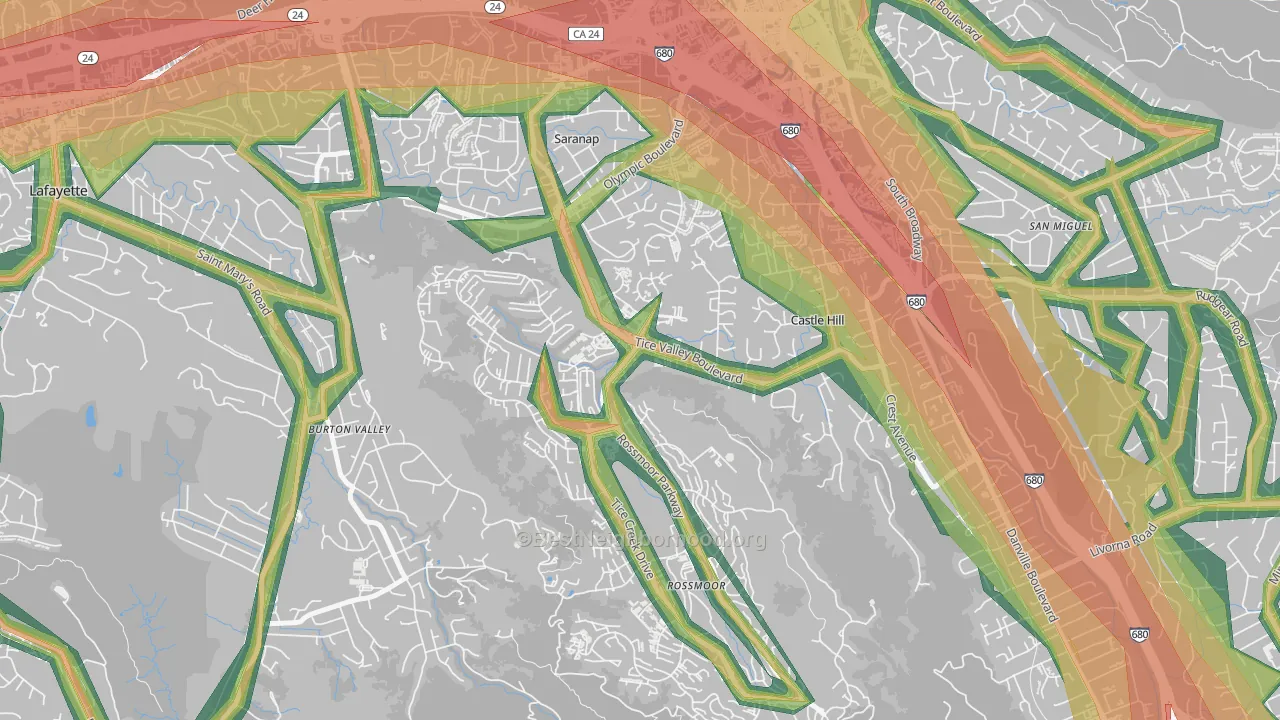 94595, CA Map of Noise Levels in 94595