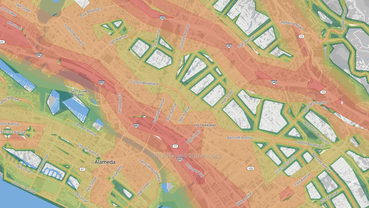 94601, CA Map of Noise Levels in 94601