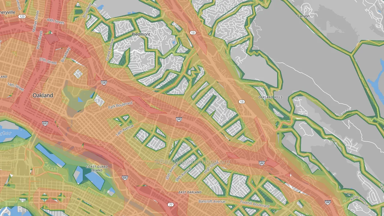 94602, CA Map of Noise Levels in 94602