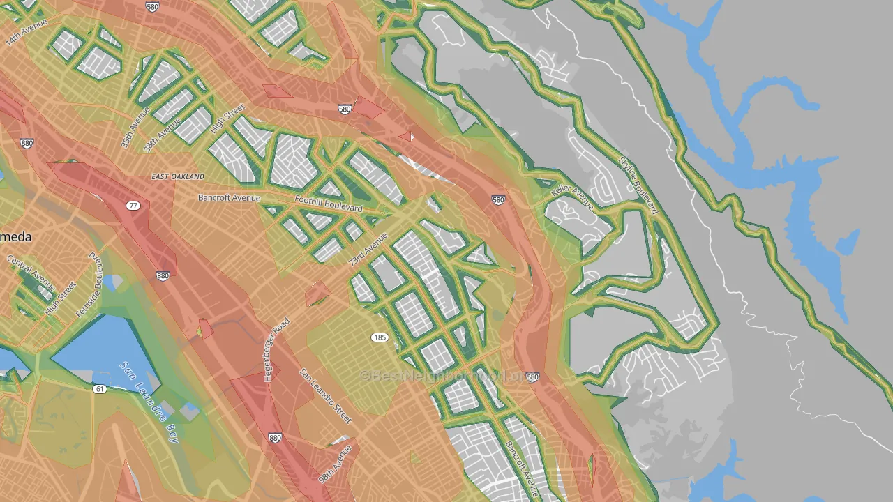 94605, CA Map of Noise Levels in 94605