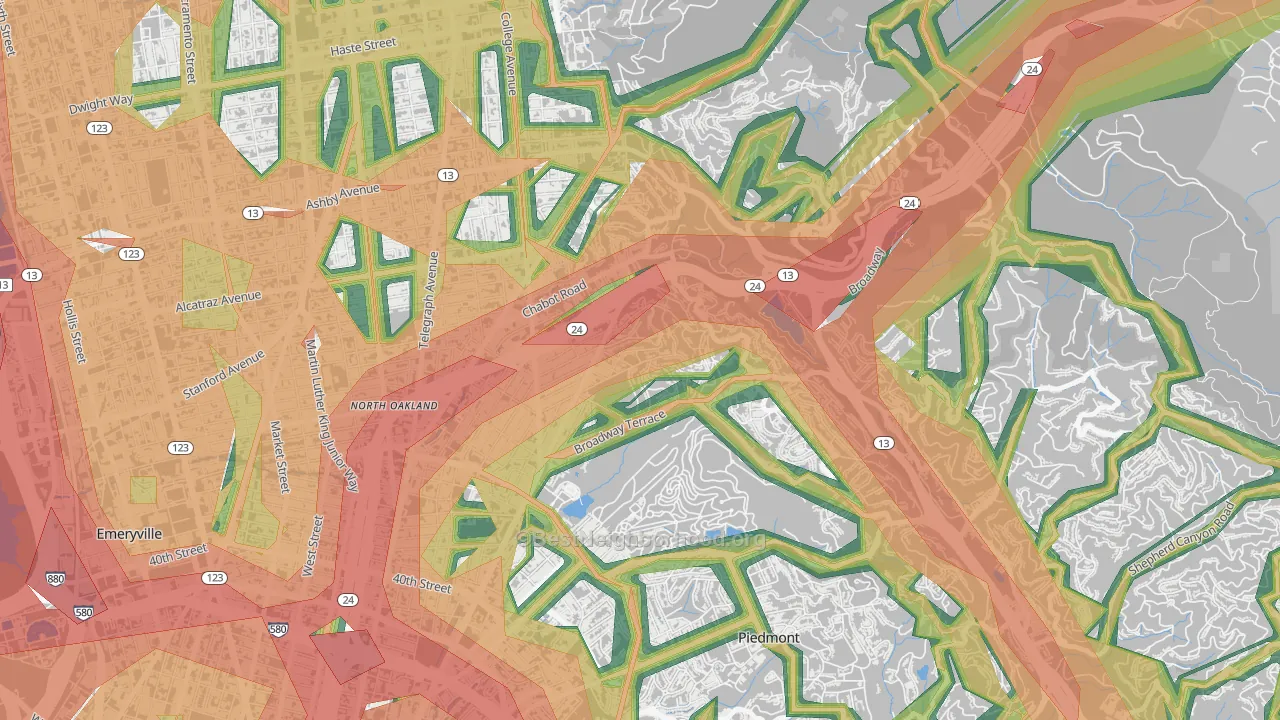 94618, CA Map of Noise Levels in 94618