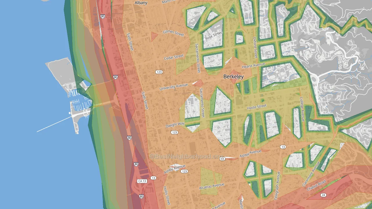 94702, CA Map of Noise Levels in 94702