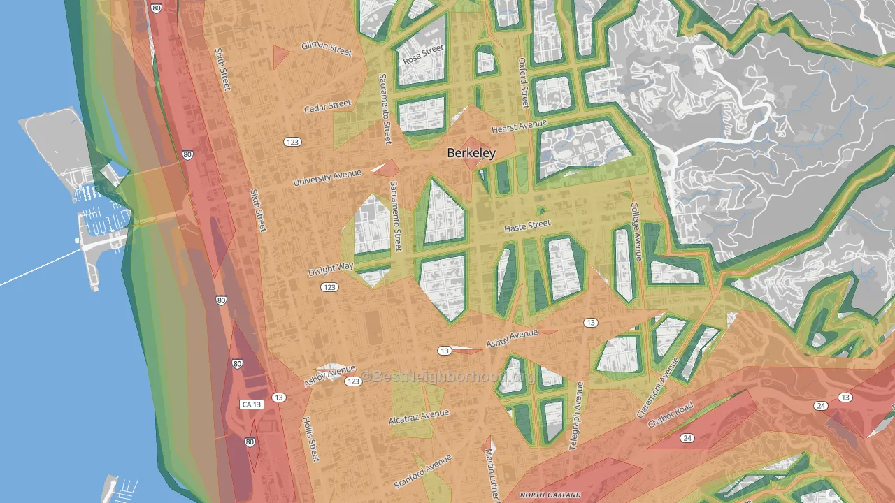 94703, CA Map of Noise Levels in 94703