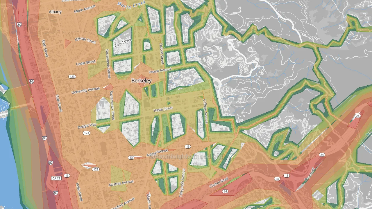 94704, CA Map of Noise Levels in 94704