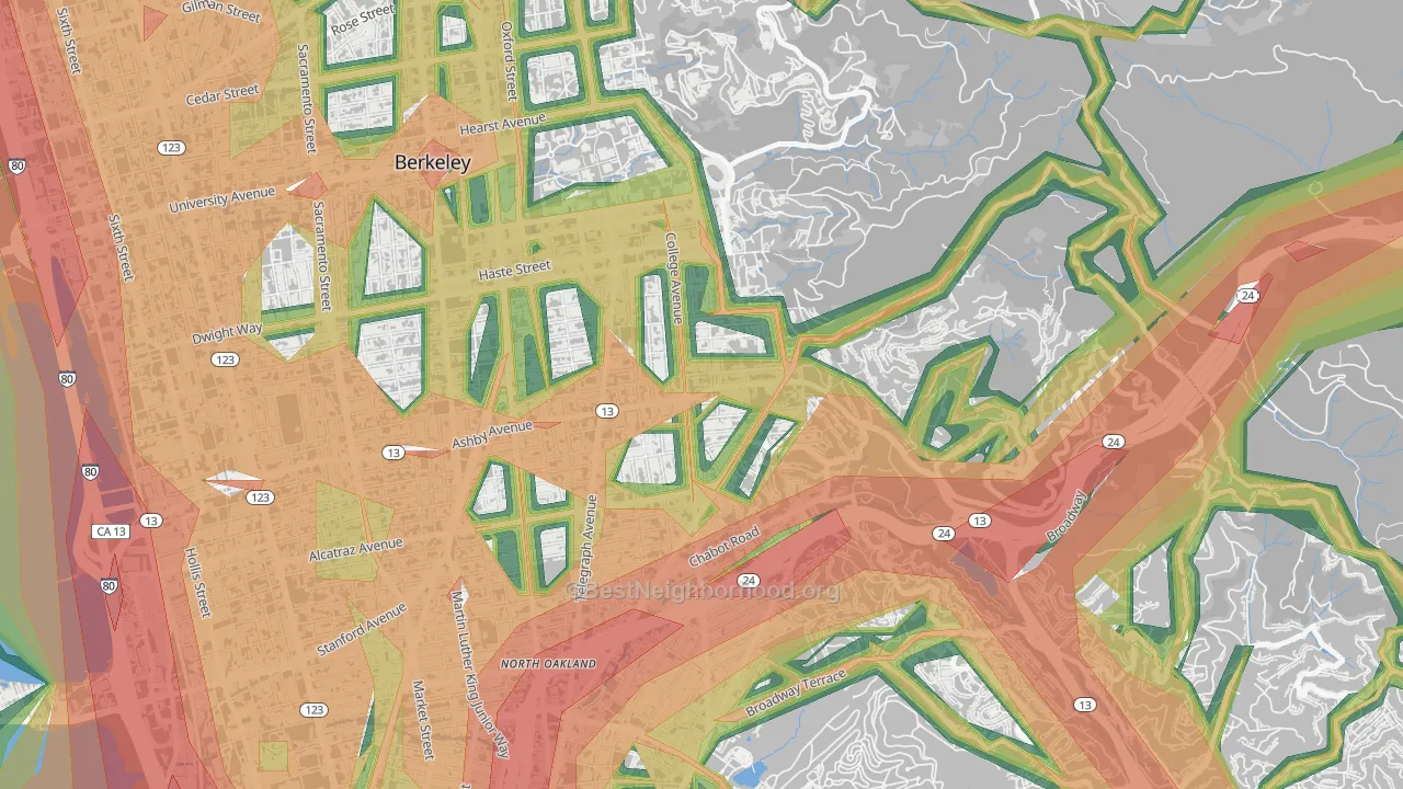 94705, CA Map of Noise Levels in 94705