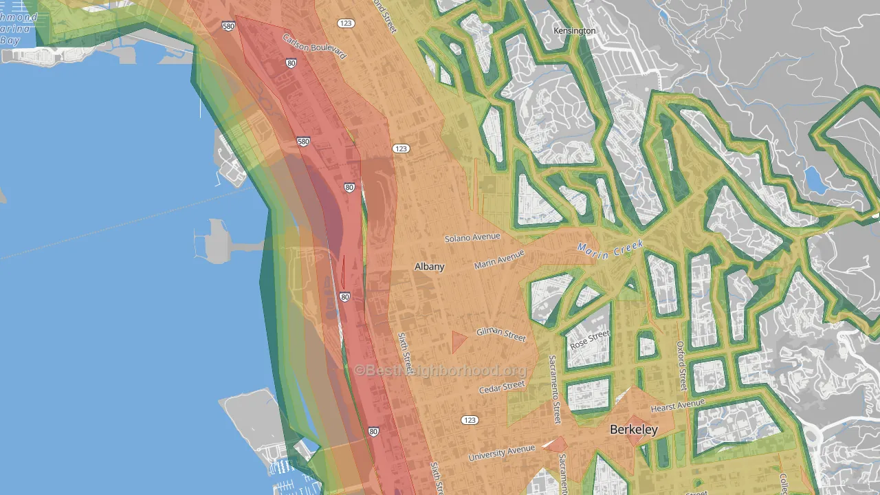 94706, CA Map of Noise Levels in 94706