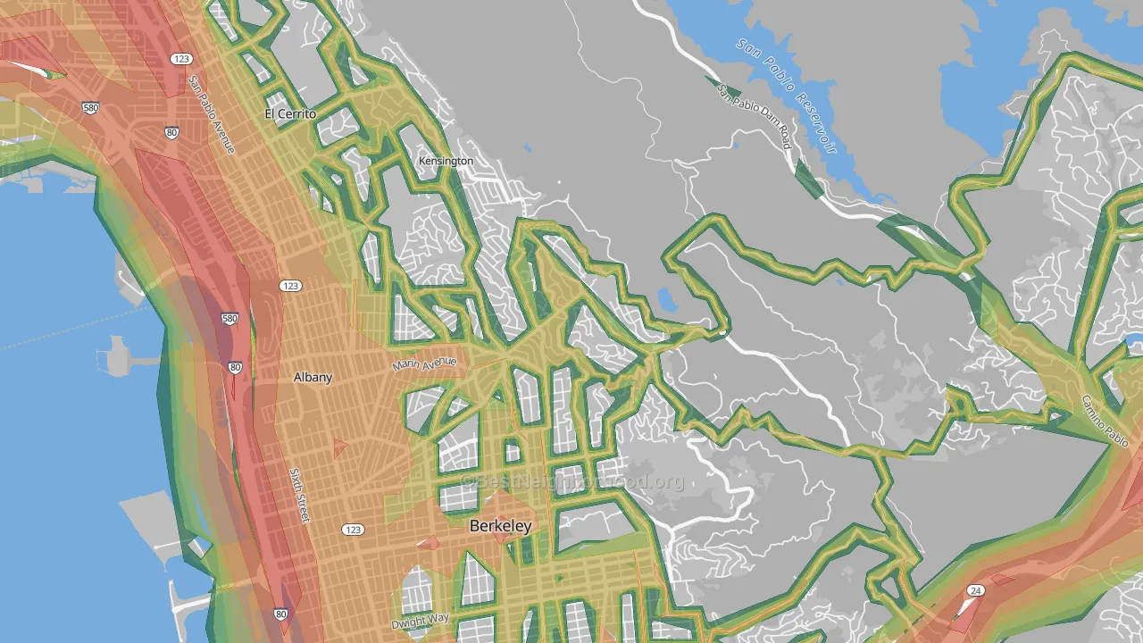 94708, CA Map of Noise Levels in 94708