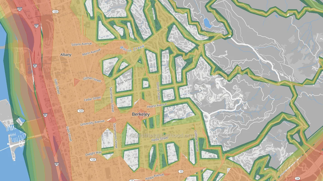 94709, CA Map of Noise Levels in 94709