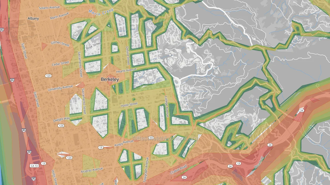 94720, CA Map of Noise Levels in 94720