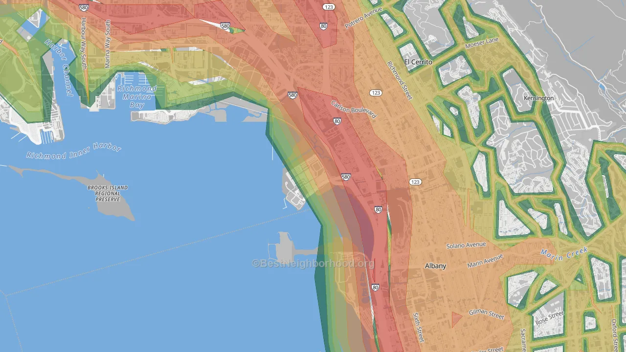 94850, CA Map of Noise Levels in 94850