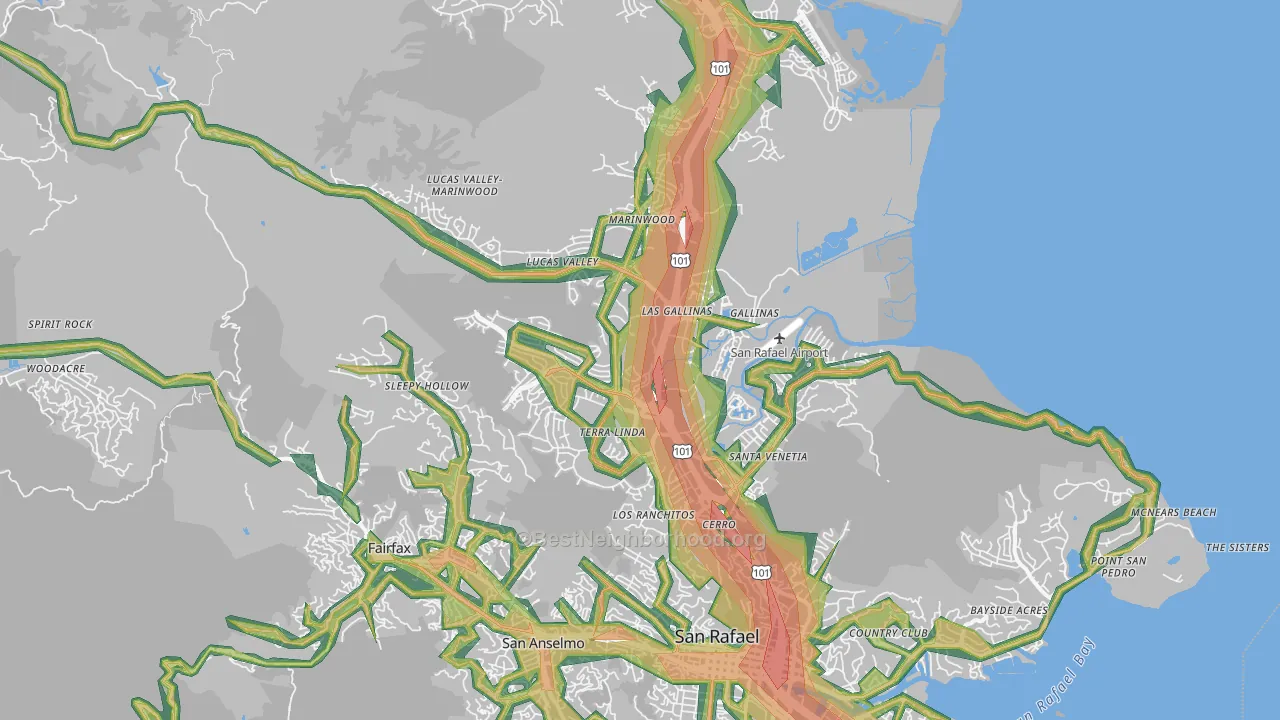 94903, CA Map of Noise Levels in 94903