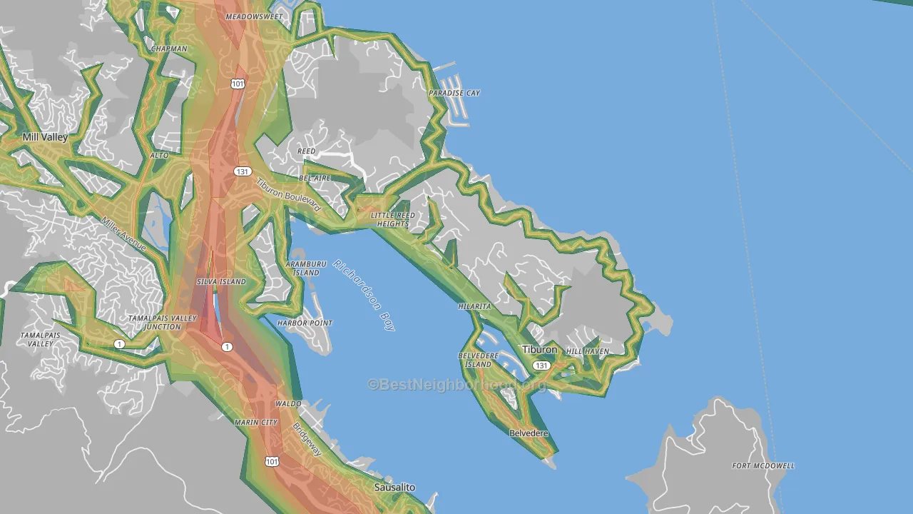 94920, CA Map of Noise Levels in 94920