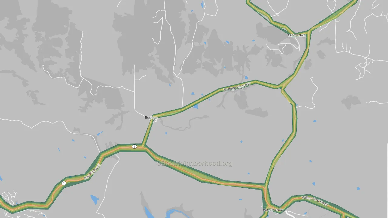 94922, CA Map of Noise Levels in 94922