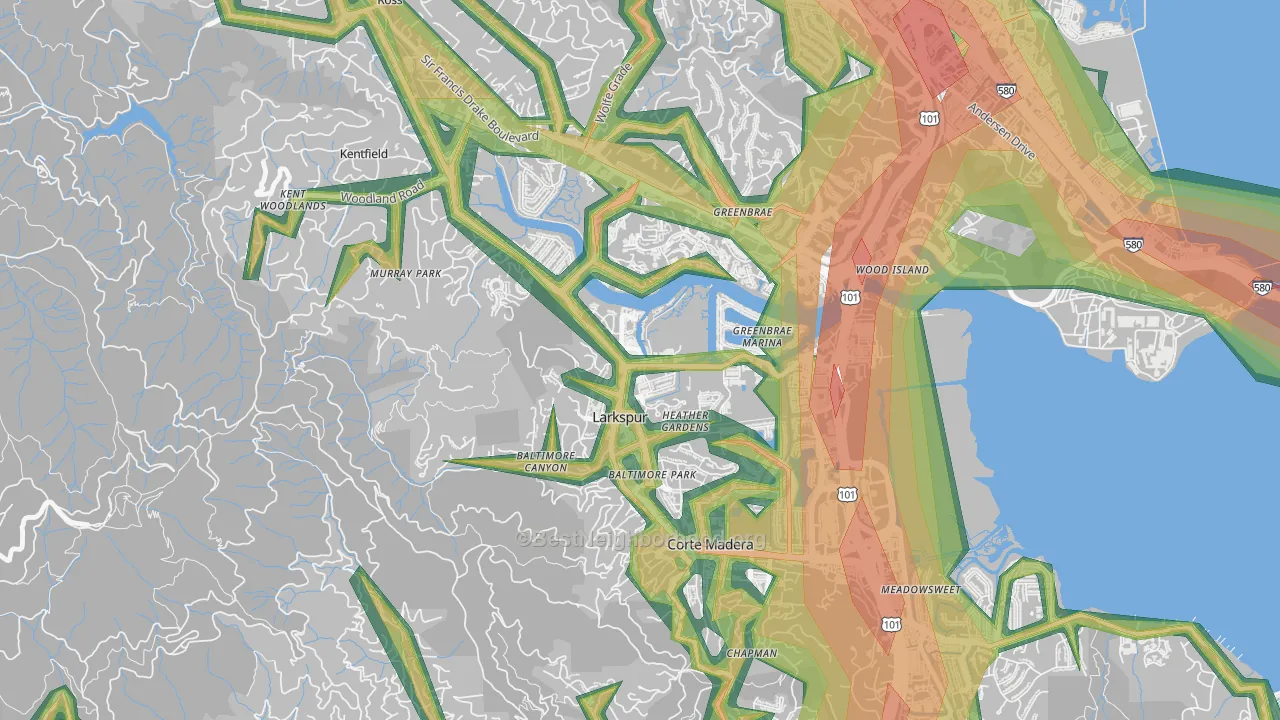 94939, CA Map of Noise Levels in 94939