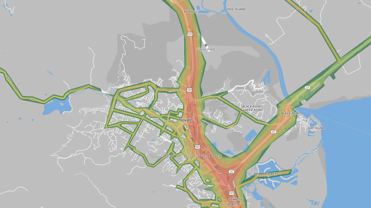 94945, CA Map of Noise Levels in 94945