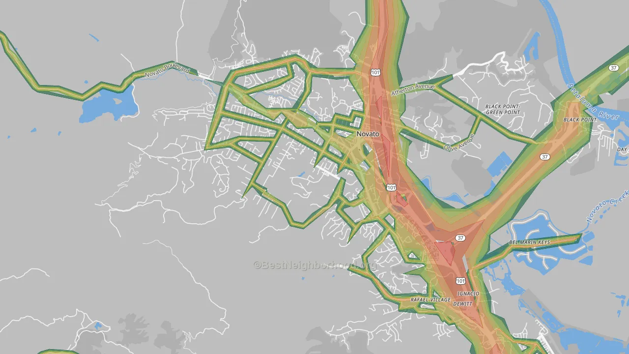 94947, CA Map of Noise Levels in 94947