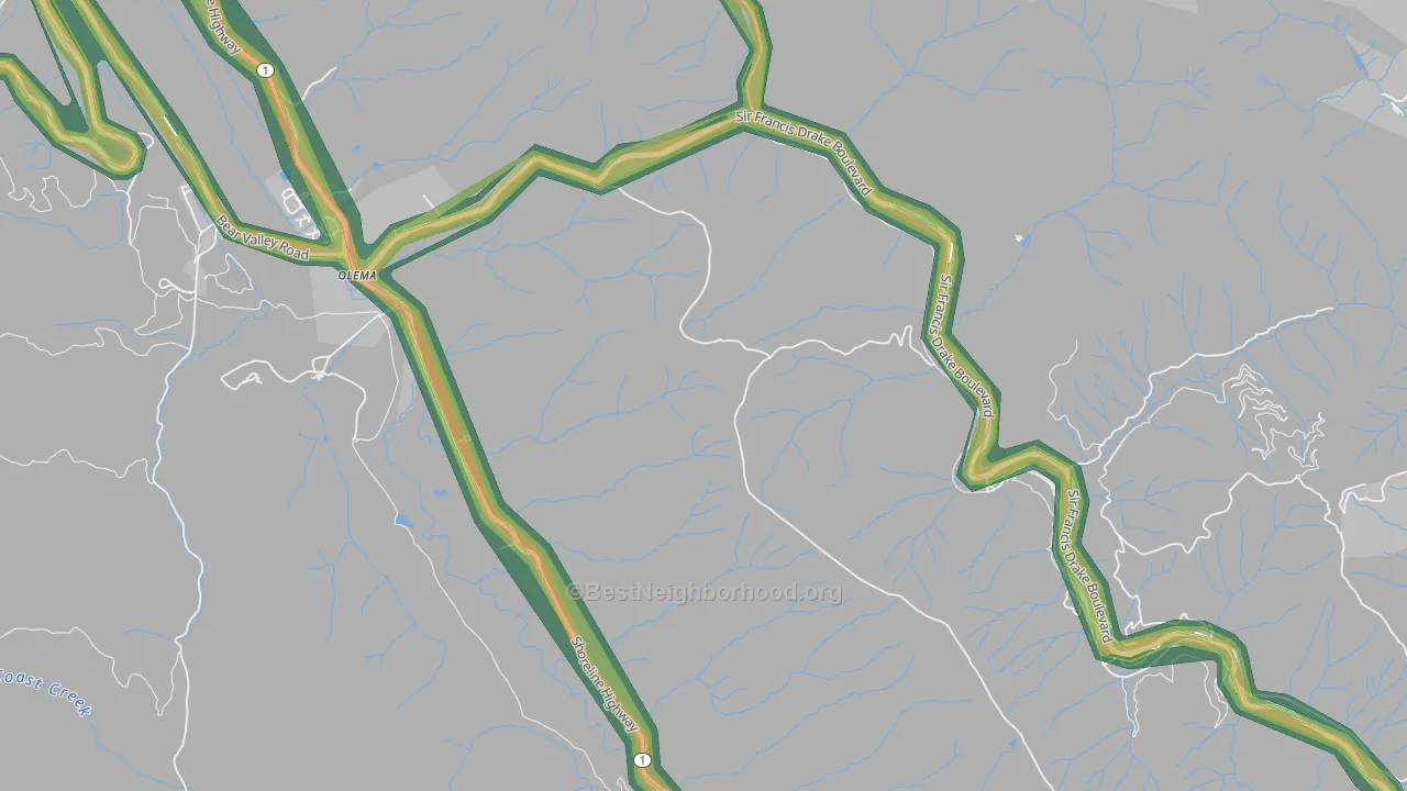 94950, CA Map of Noise Levels in 94950