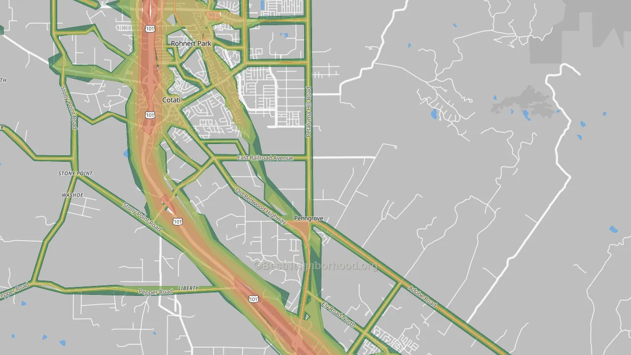 94951, CA Map of Noise Levels in 94951