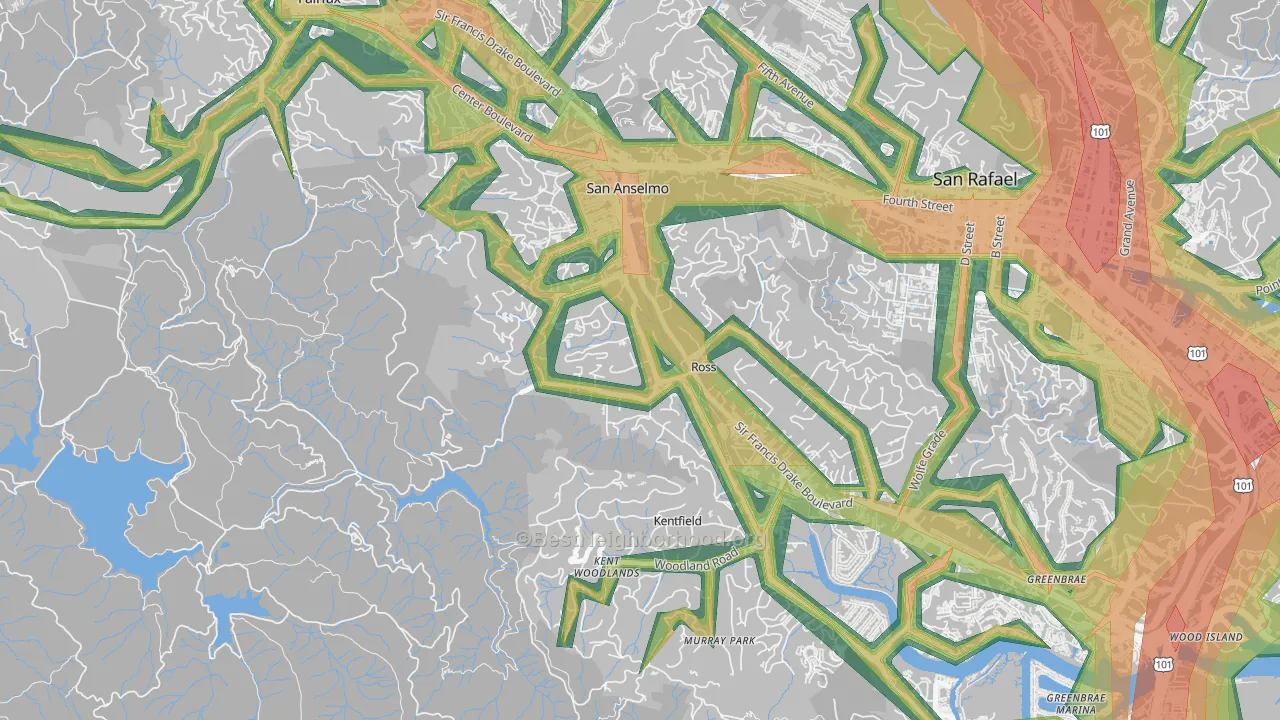 94957, CA Map of Noise Levels in 94957
