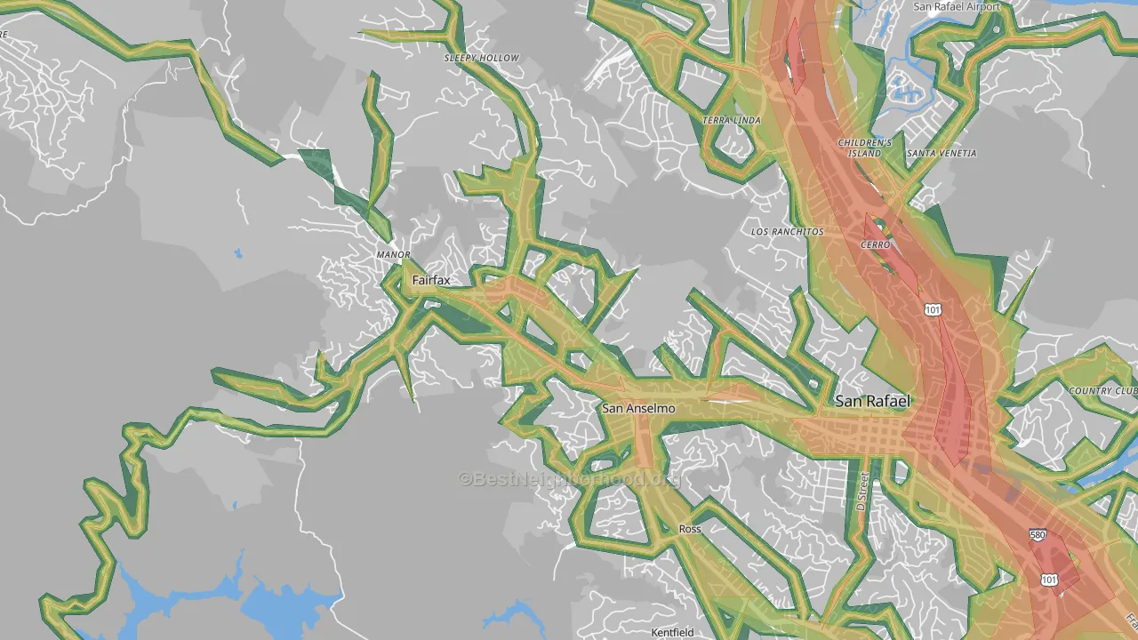 94960, CA Map of Noise Levels in 94960
