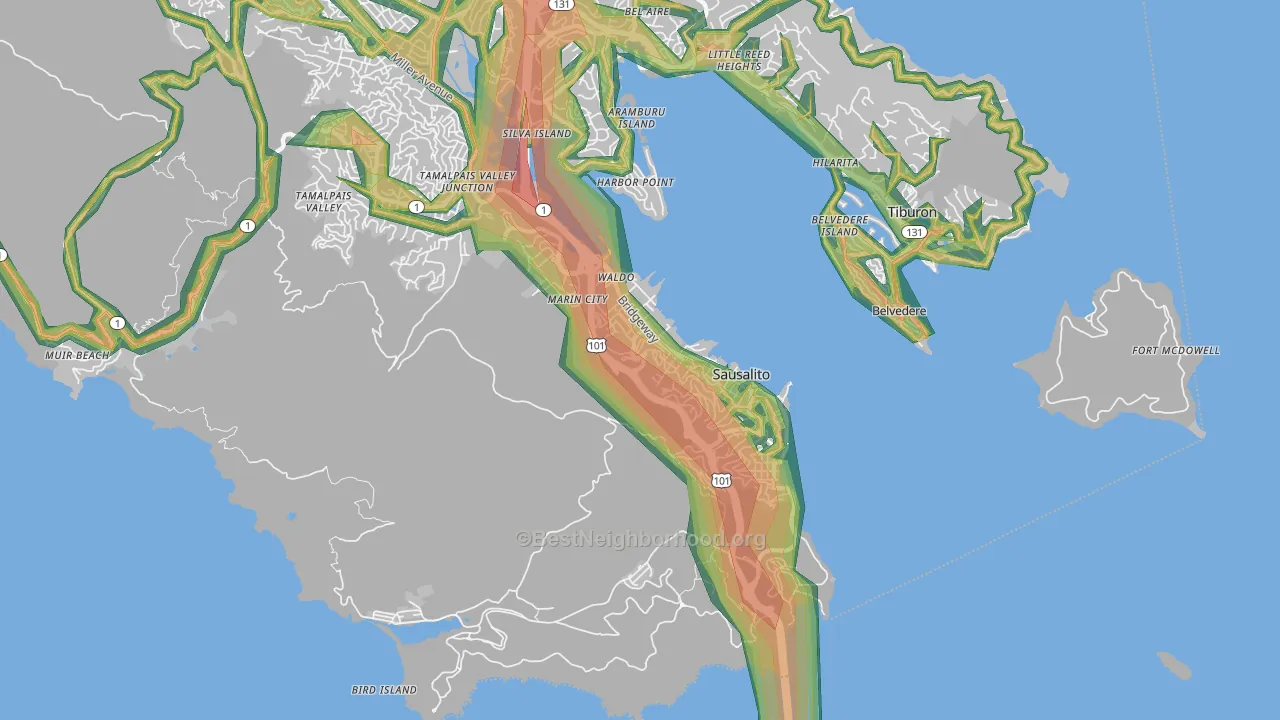 94965, CA Map of Noise Levels in 94965