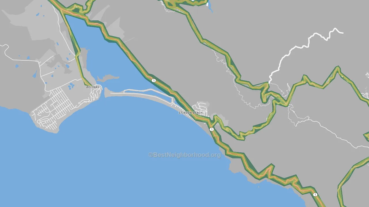 94970, CA Map of Noise Levels in 94970
