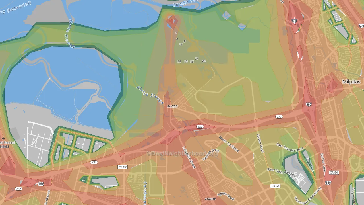 95002, CA Map of Noise Levels in 95002