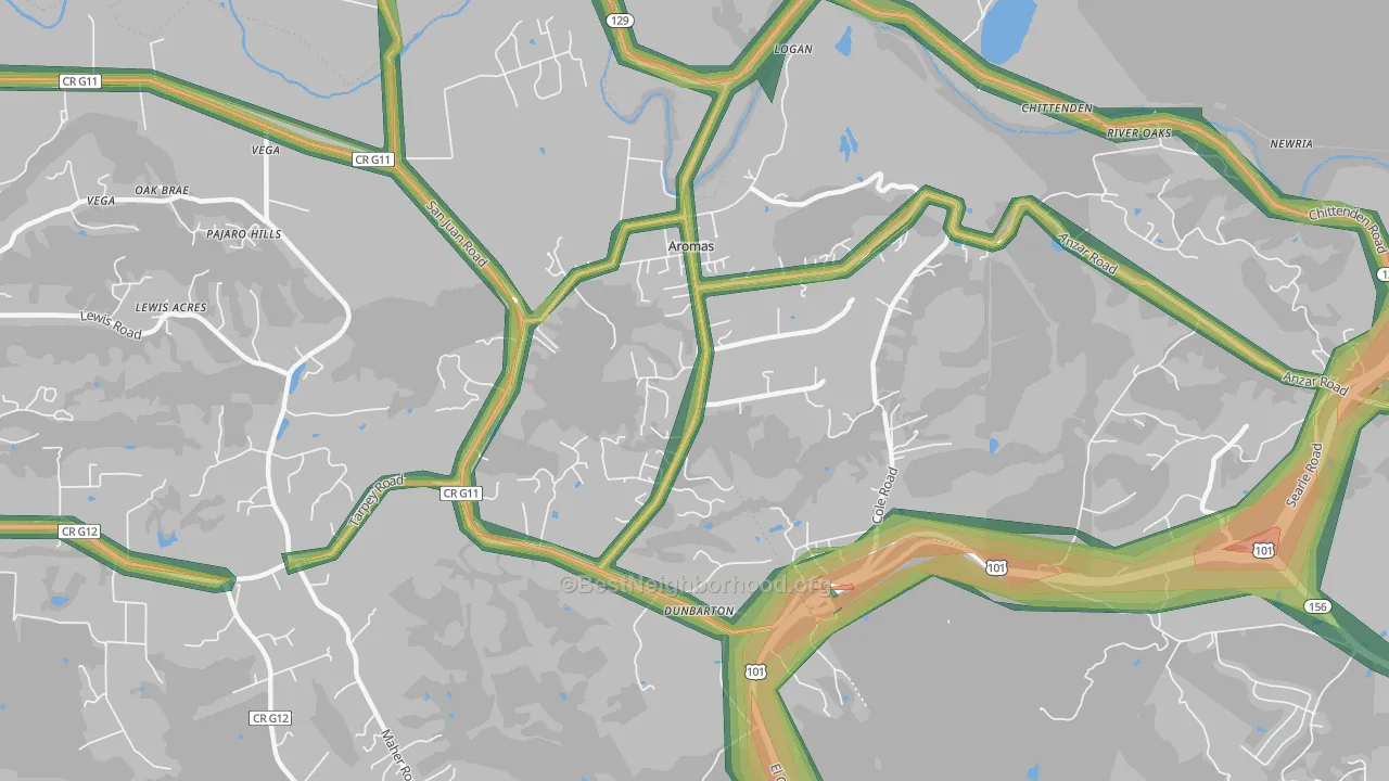 95004, CA Map of Noise Levels in 95004