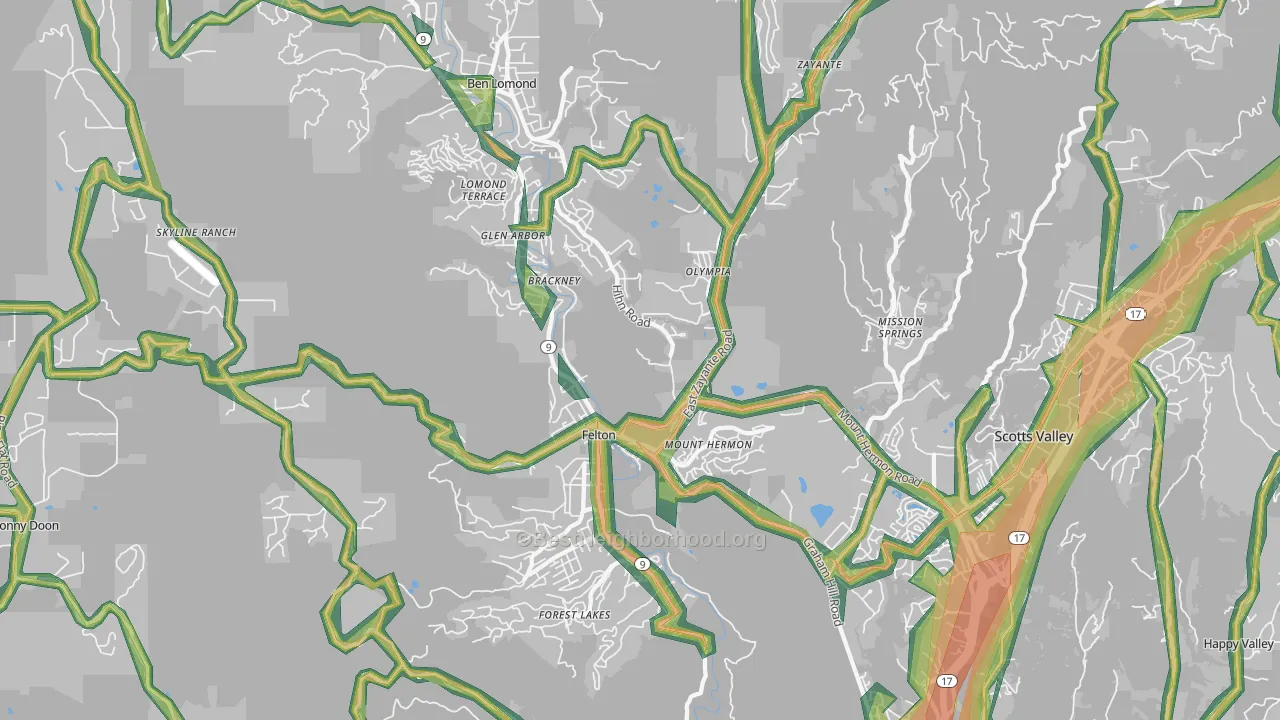 95018, CA Map of Noise Levels in 95018