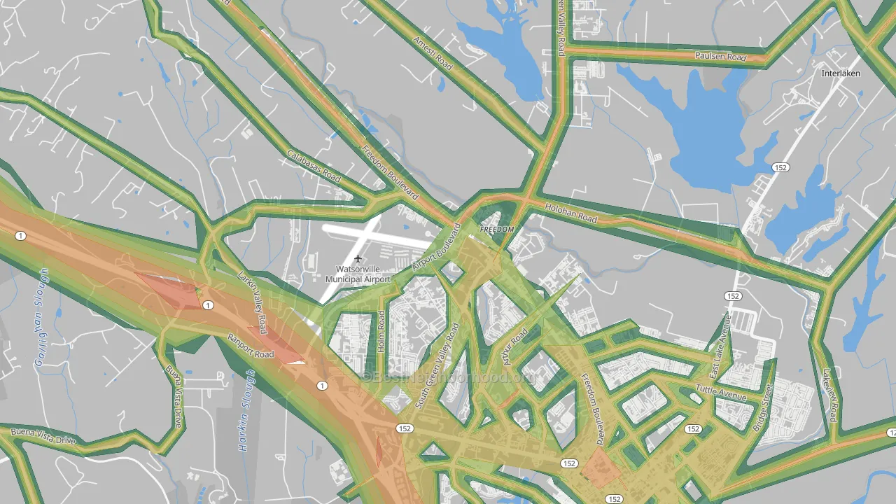 95019, CA Map of Noise Levels in 95019