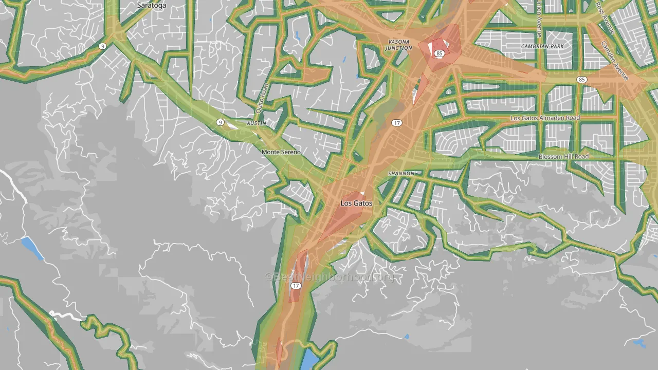 95030, CA Map of Noise Levels in 95030