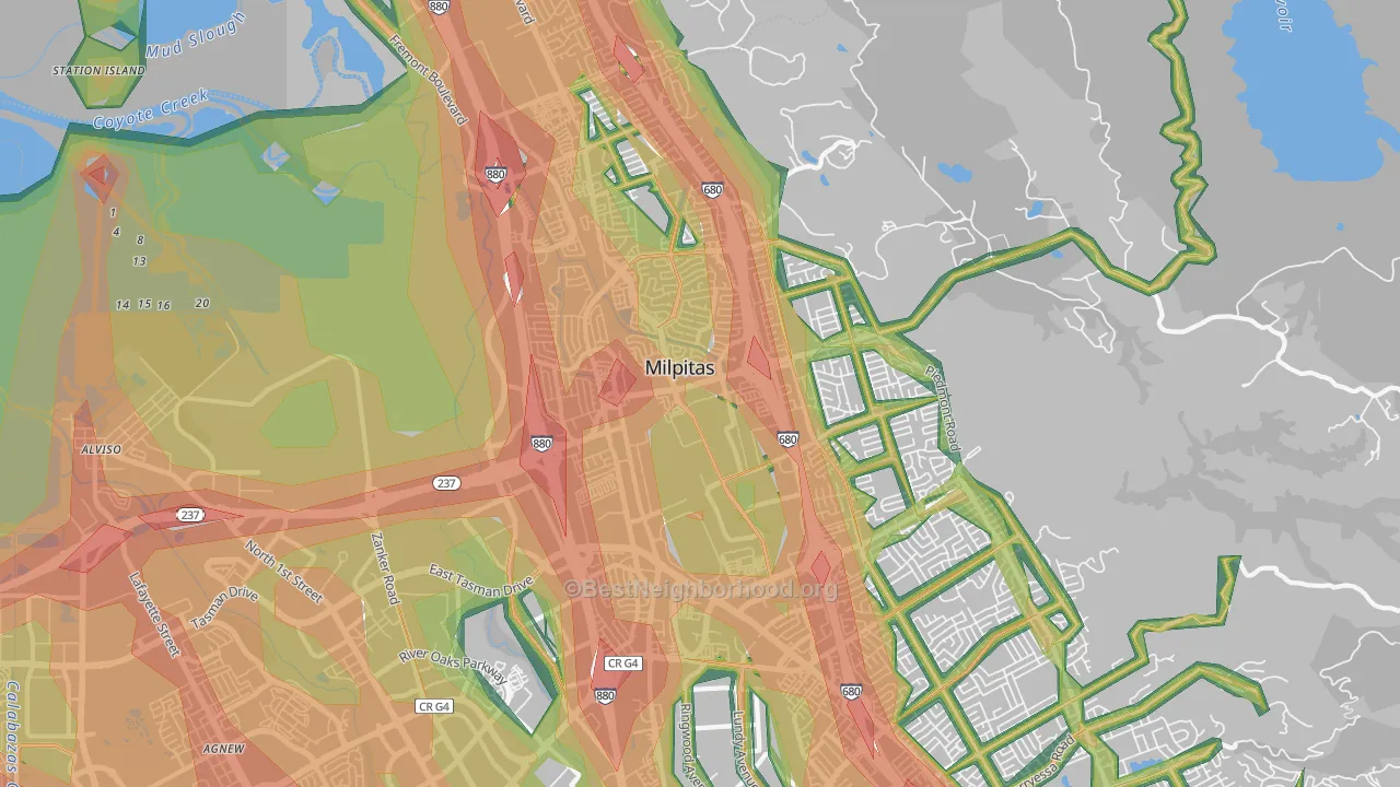 95035, CA Map of Noise Levels in 95035