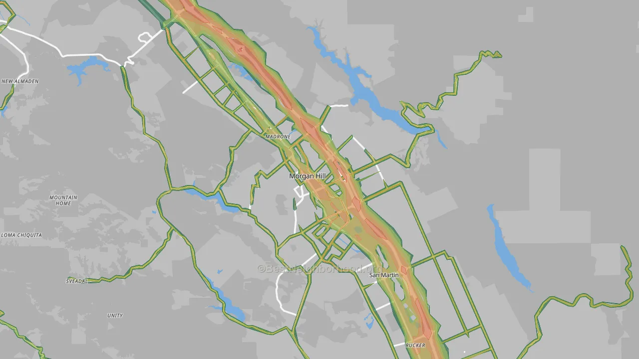 95037, CA Map of Noise Levels in 95037