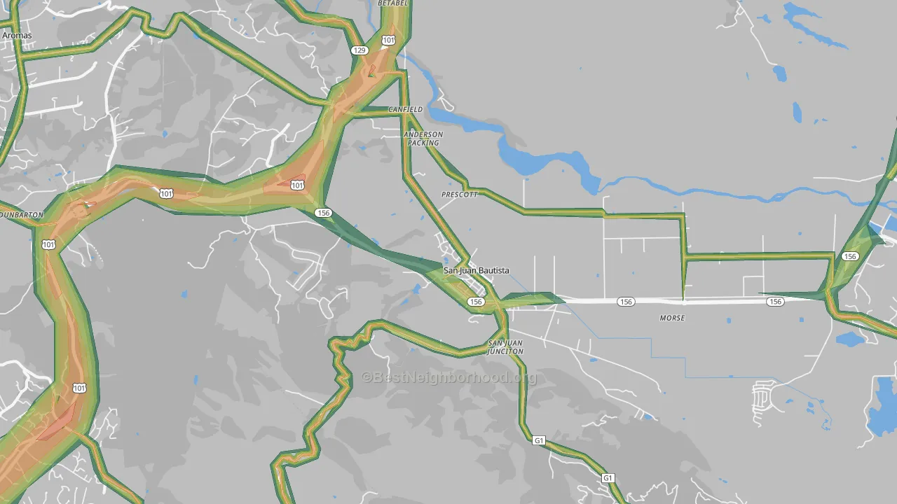 95045, CA Map of Noise Levels in 95045